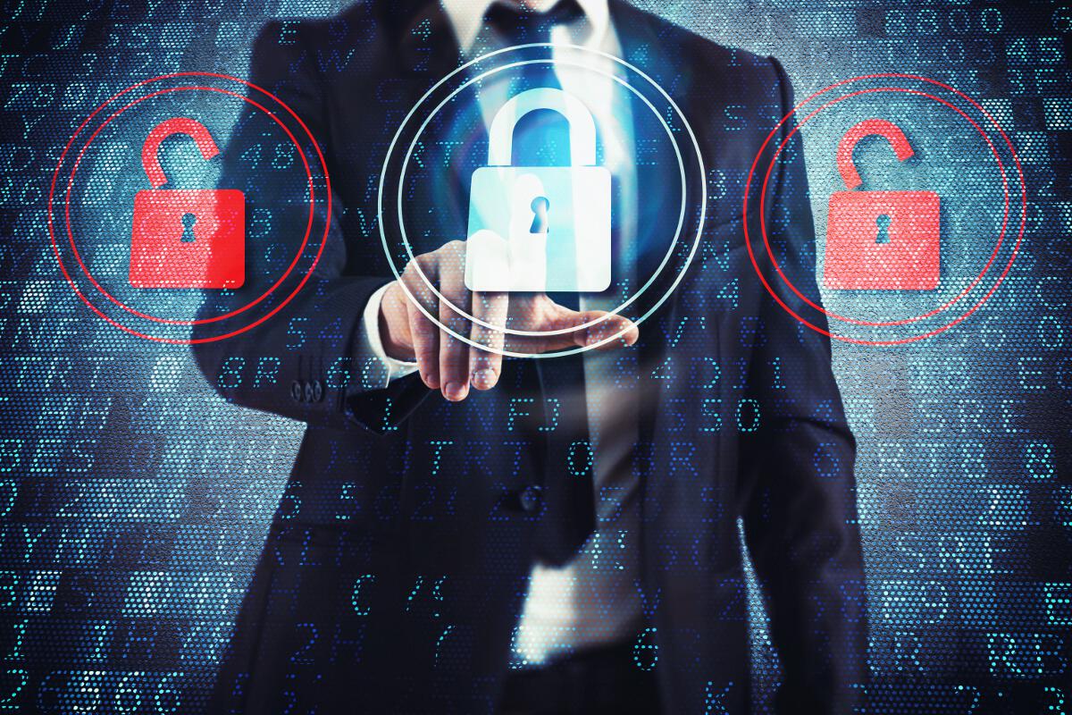 Man pressing on digital key lock
