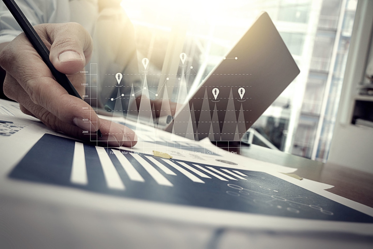 Man working on digital diagram